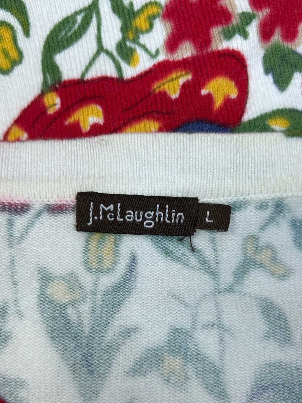 J McLaughlin Persian Courtesans Motif Sweater L Pearl Snap Buttons Lightweight - Picture 7 of 10